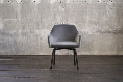 KAWOLA Stuhl LOUI Esszimmerstuhl drehbar velvet grau Füße matt-schwarz