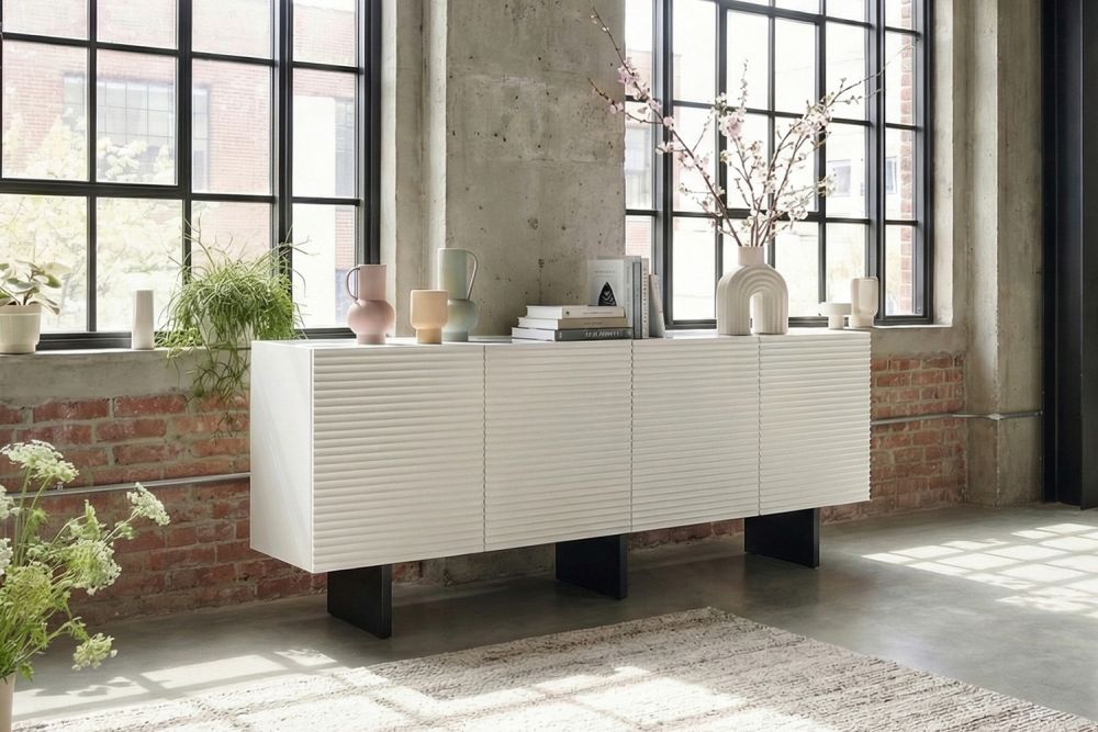 KAWOLA Sideboard LYNN 4 Türen lackiert weiß