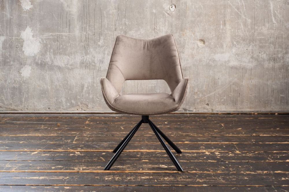 B-Ware KAWOLA Esszimmerstuhl VELO Drehstuhl Stoff steingrau