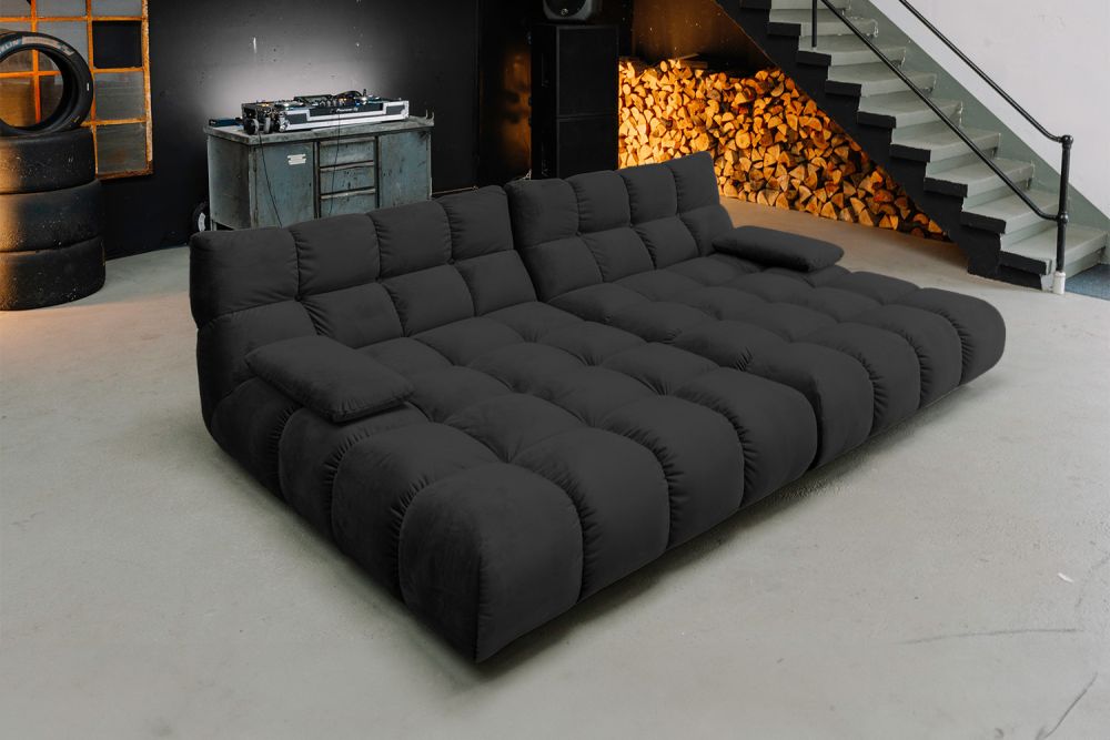 KAWOLA Big Sofa VIVIEN Velvet schwarz