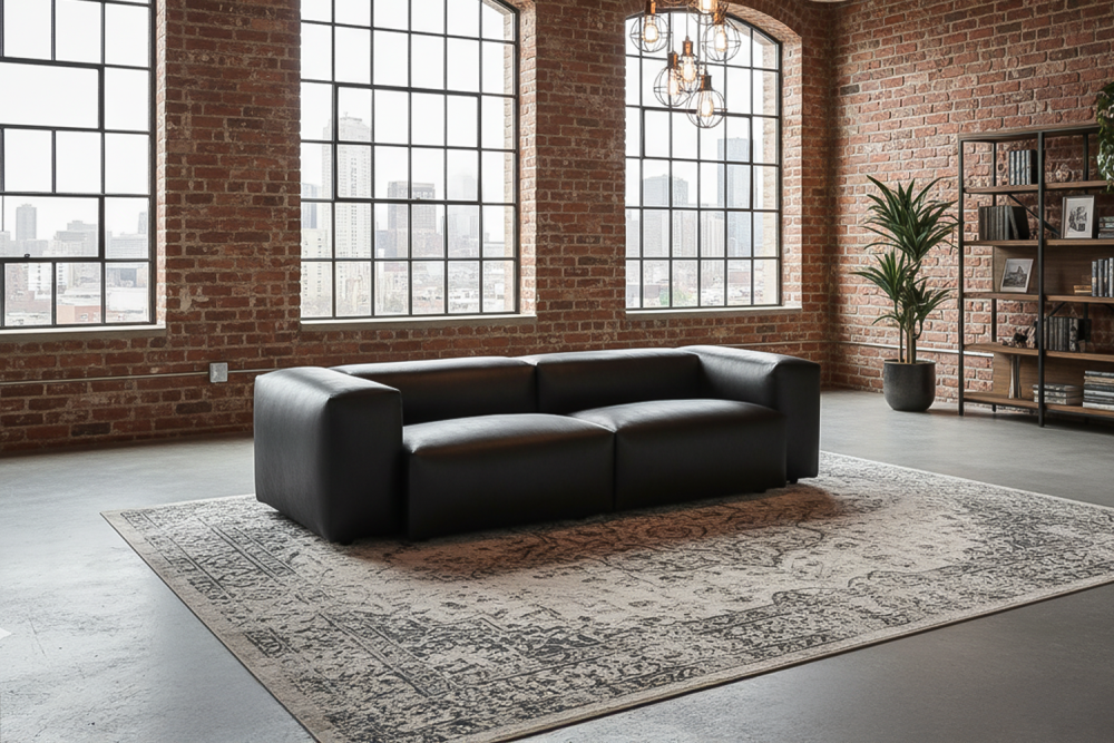 KAWOLA Sofa CELESTE 4-Sitzer Lederfaserstoff schwarz