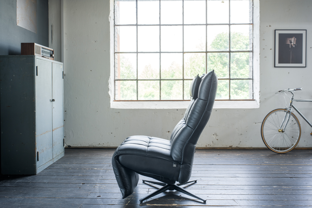 KAWOLA Sessel MIKO Relaxsessel drehbar Leder schwarz