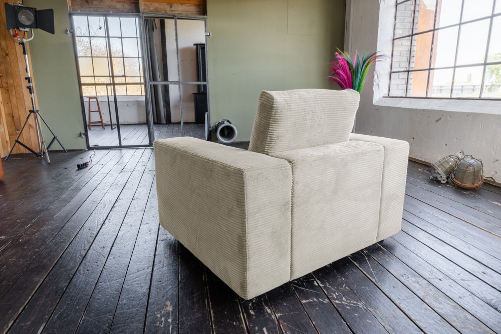 KAWOLA Sessel MADELINE Cord cremeweiß