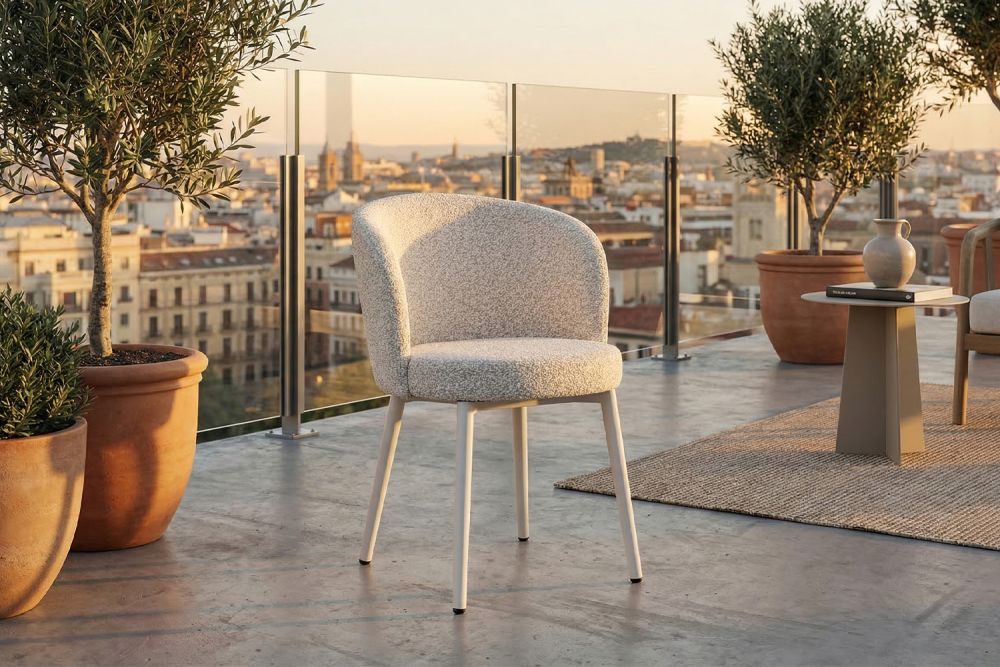 KAWOLA Gartenstuhl INDUS Outdoor Stoff cremefarben Aluminium