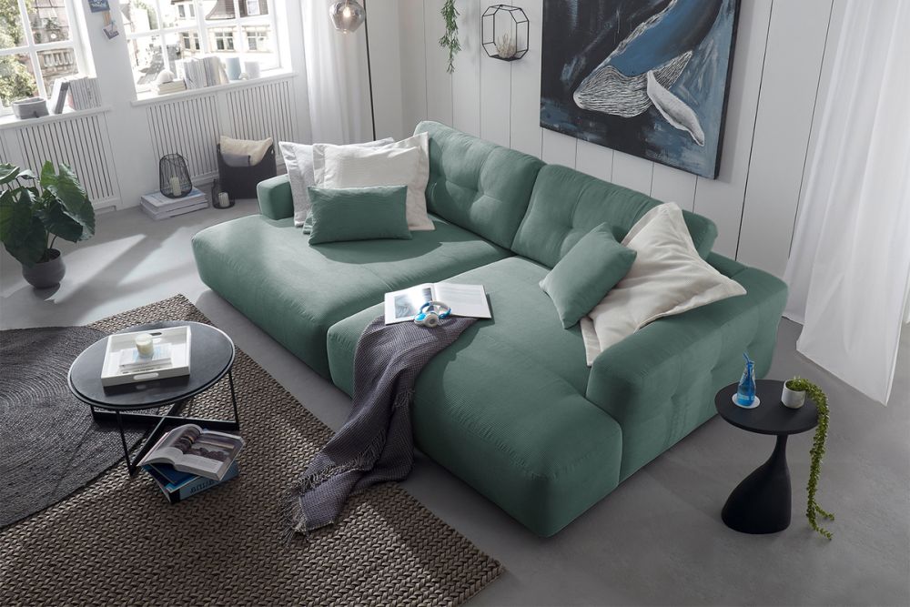 KAWOLA Big Sofa MIKA Feincord grün