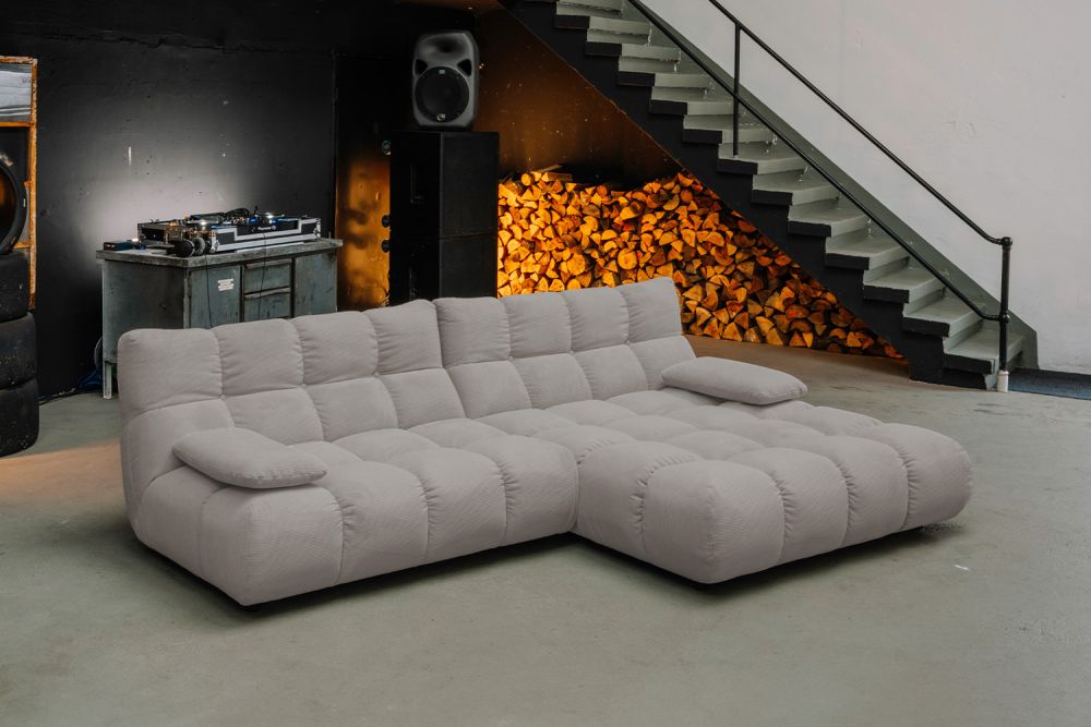 KAWOLA Sofa VIVIEN Ecksofa Feincord grau