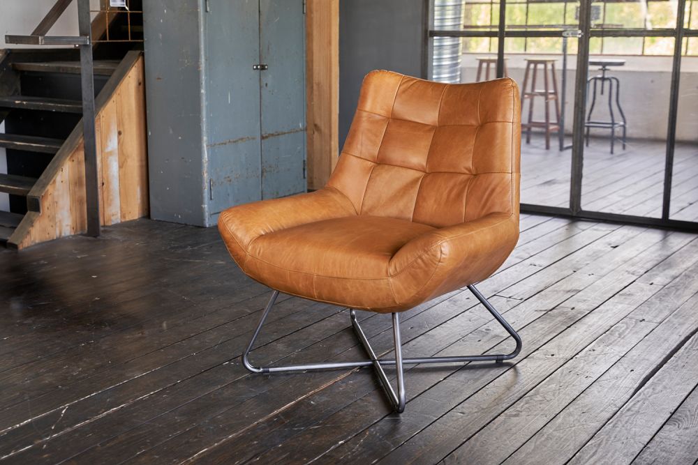 B-Ware KAWOLA Sessel Snooze Leder cognac B/H/T: 82x93x76cm