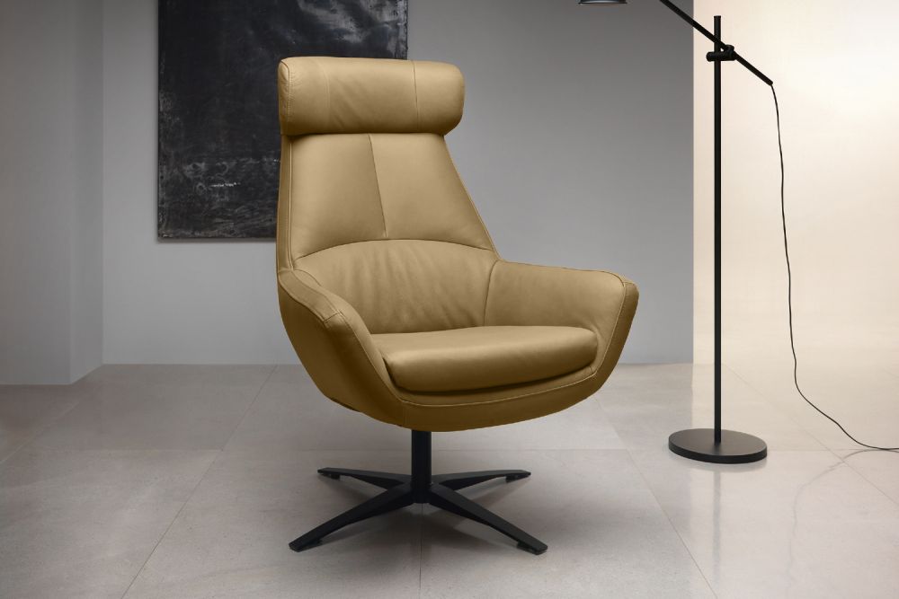 KAWOLA Drehsessel BALTIC XL Sessel Leder hellbraun