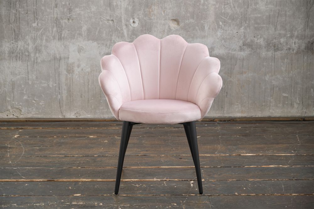 KAWOLA Stuhl CARLA Esszimmerstuhl Velvet rosa Fuß schwarz