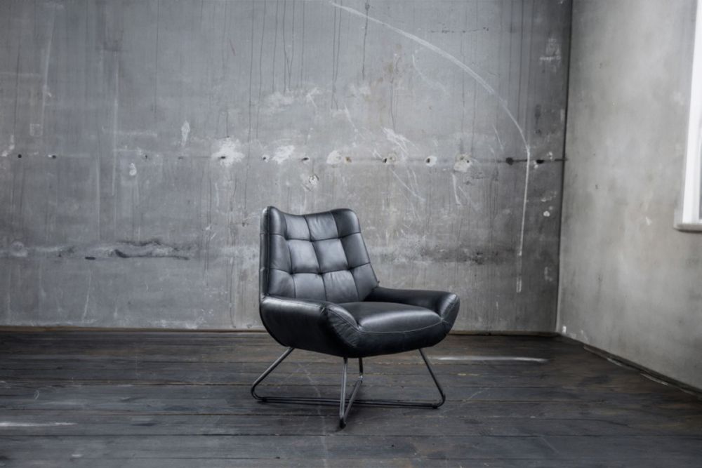 KAWOLA Sessel Snooze Leder schwarz B/H/T: 82x93x76cm