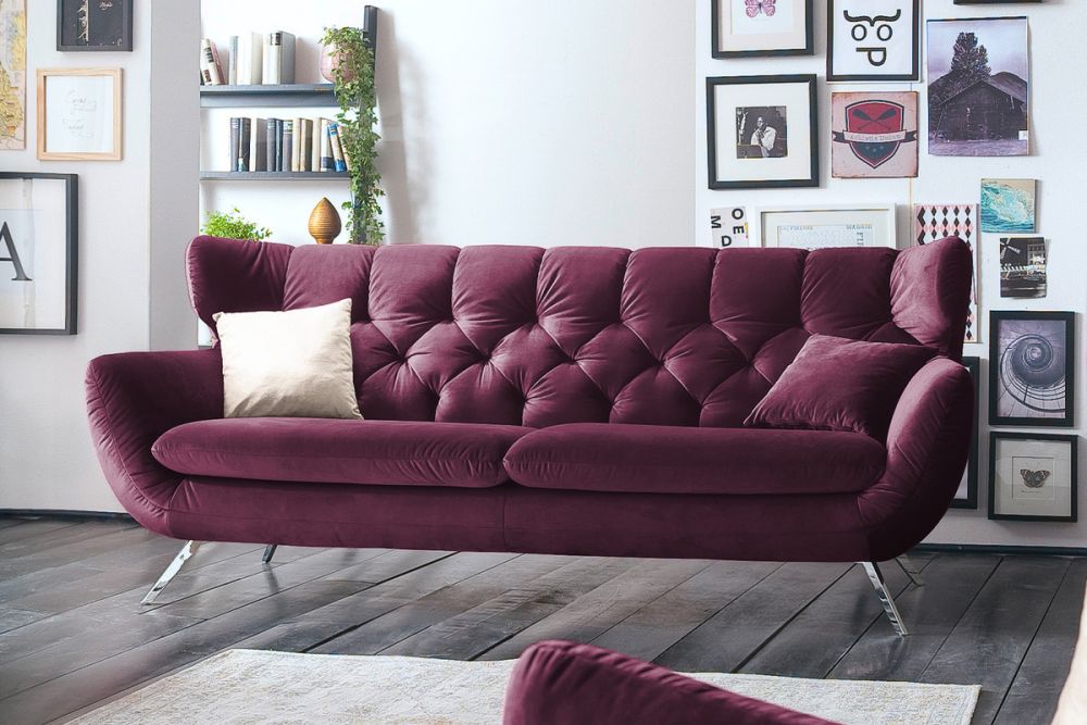 KAWOLA Sofa CHARME Velvet purple