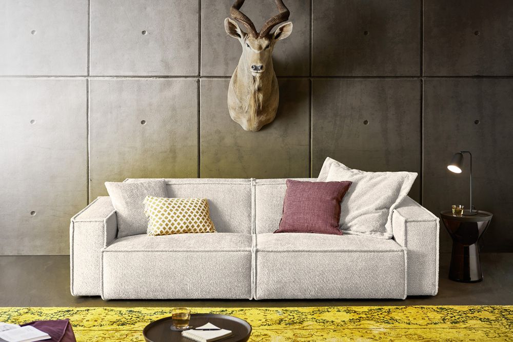 KAWOLA Sofa SAMU Stoff weiß