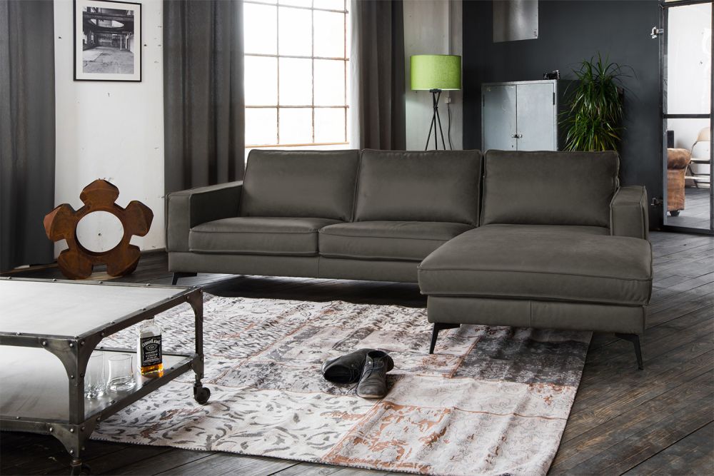 KAWOLA Sofa BLOOM Ecksofa Leder anthrazit