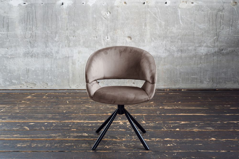 B-Ware KAWOLA Esszimmerstuhl LARA Drehstuhl Velvet taupe