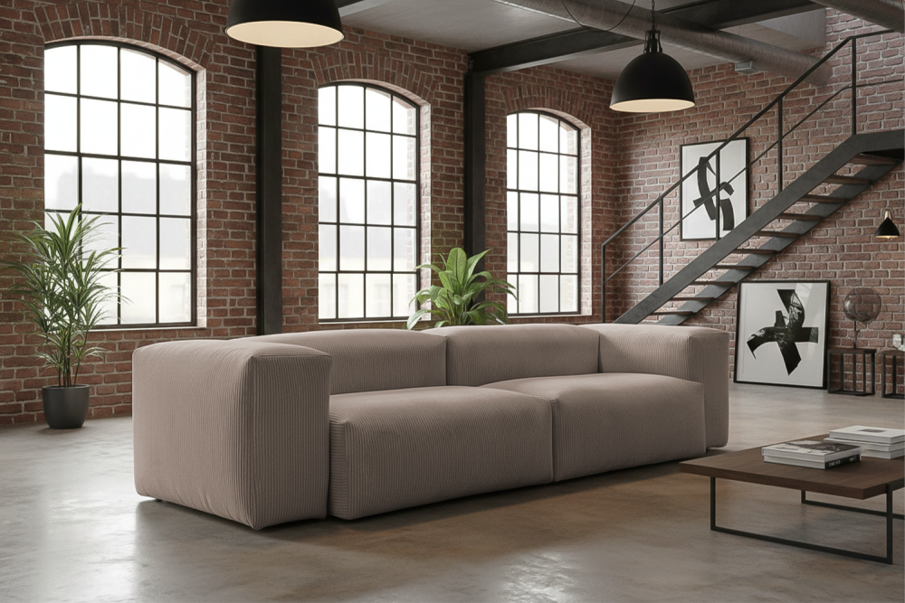 KAWOLA Sofa CELESTE 4-Sitzer Cord taupe