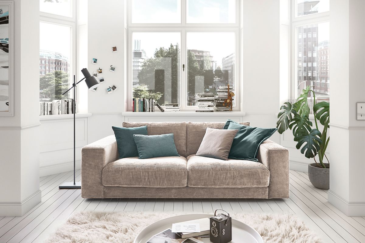 KAWOLA Sofa MADELINE 2 Sitzer Cord taupe  - Onlineshop MS Möbel Style
