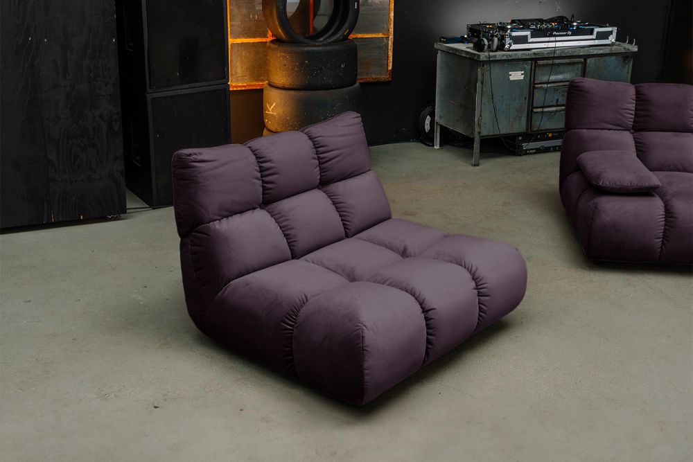 KAWOLA Sessel VIVIEN Drehsessel Velvet purple