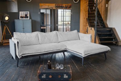 KAWOLA Sofa QUENYA Ecksofa Cord hellgrau / Velvet anthrazit KAWOLA Sofa QUENYA Ecksofa Cord hellgrau / Velvet anthrazit