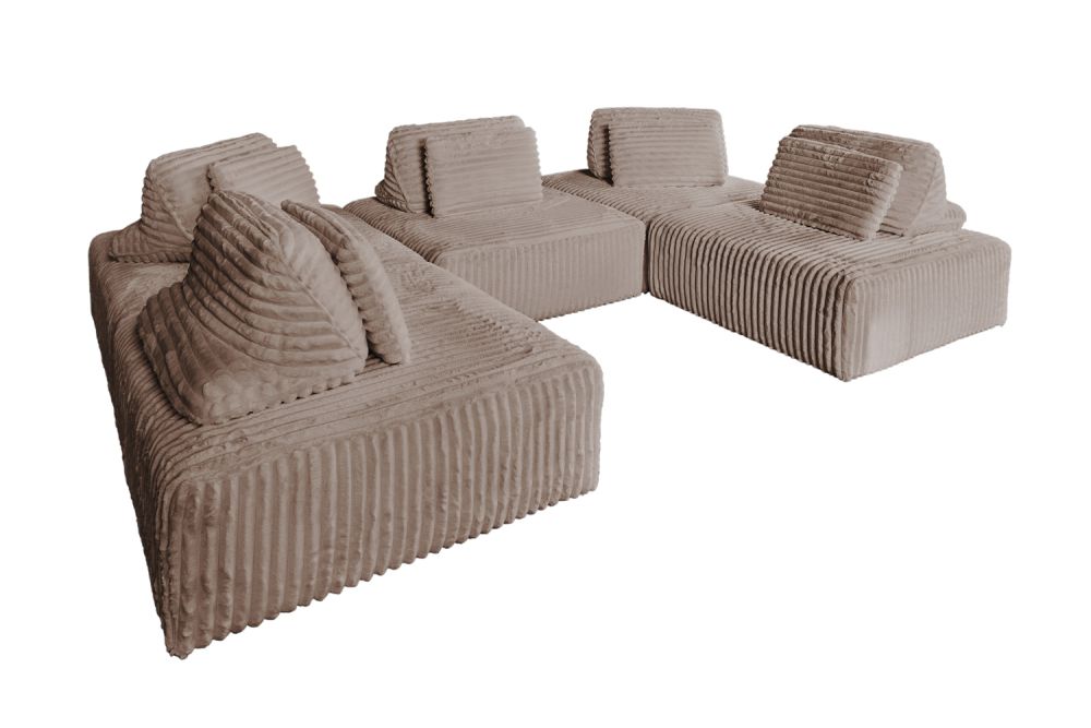 KAWOLA Modulsofa WIOLO SOFT 5 Module 5 Rückenkissen Weicher Breitcord taupe