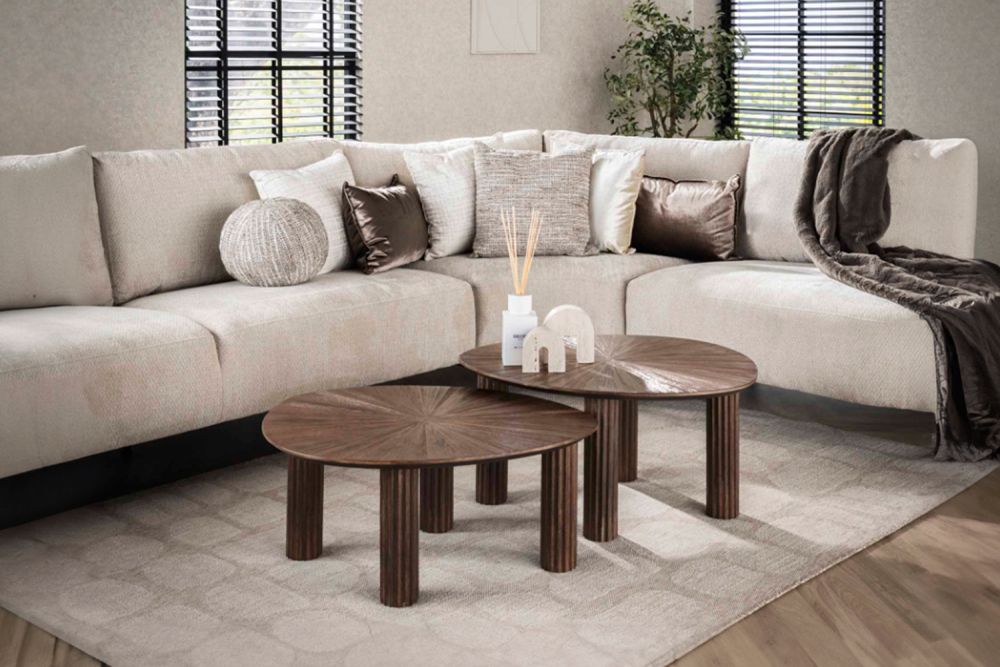 KAWOLA Couchtisch INKA Set 2-tlg. Teakholz braun viereckig
