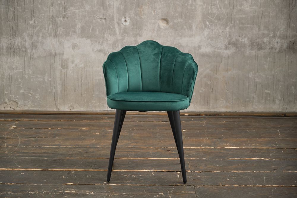 KAWOLA Stuhl SALLY Esszimmerstuhl Velvet grün Fuß schwarz