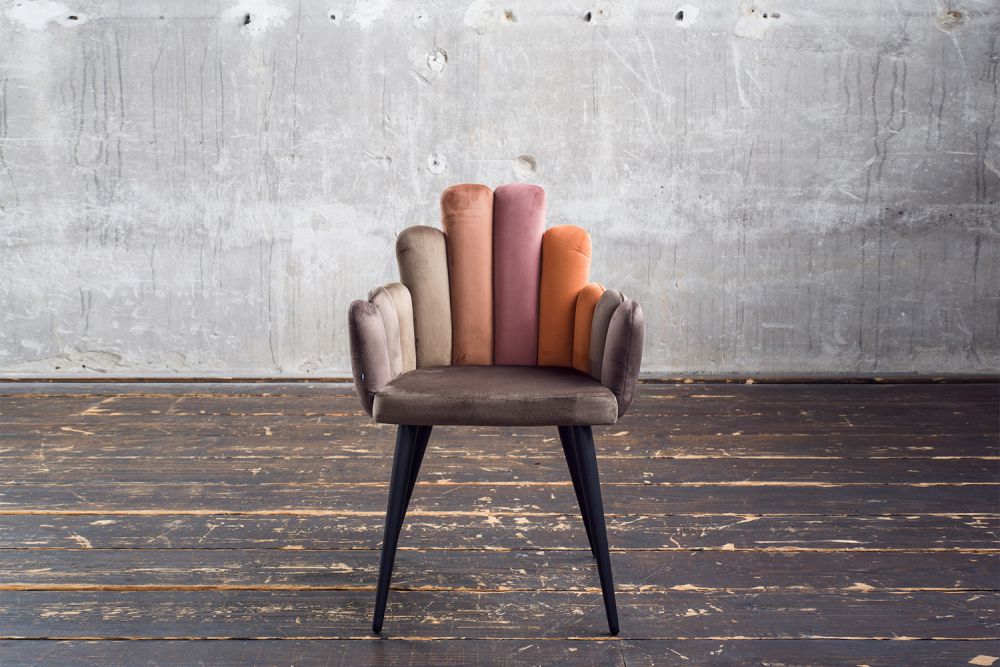 KAWOLA Stuhl FREJA Esszimmerstuhl Velvet braun Fuß schwarz