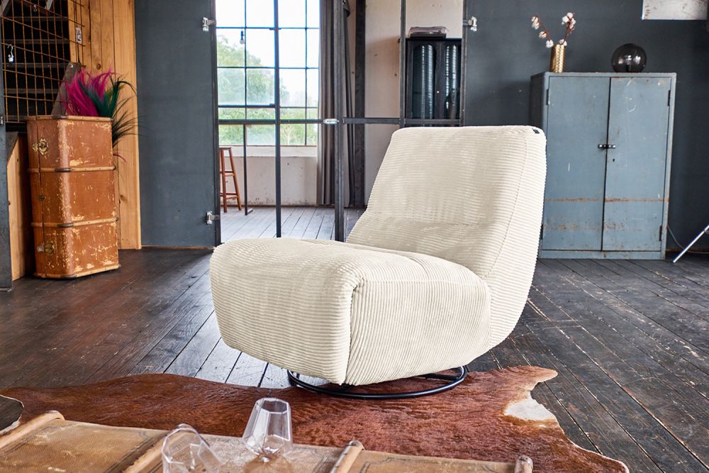 B-Ware KAWOLA Sessel CINE Relaxsessel elektrisch verstellbar Cord cremeweiß