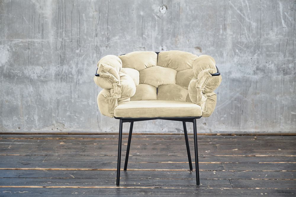 B-Ware KAWOLA Stuhl MONTY Designstuhl Velvet cremeweiß