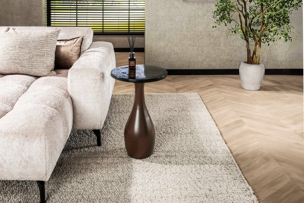 KAWOLA Beistelltisch MOKKA M Glas kupfer