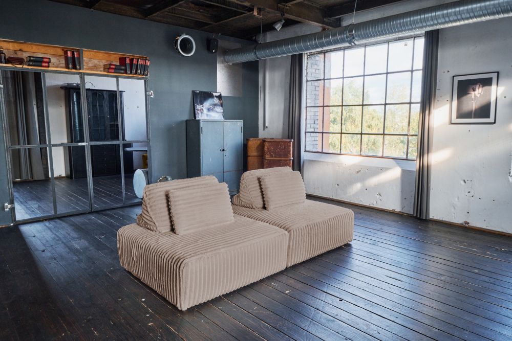KAWOLA Modulsofa WIOLO SOFT 2 Module 2 Rückenkissen Weicher Breitcord taupe