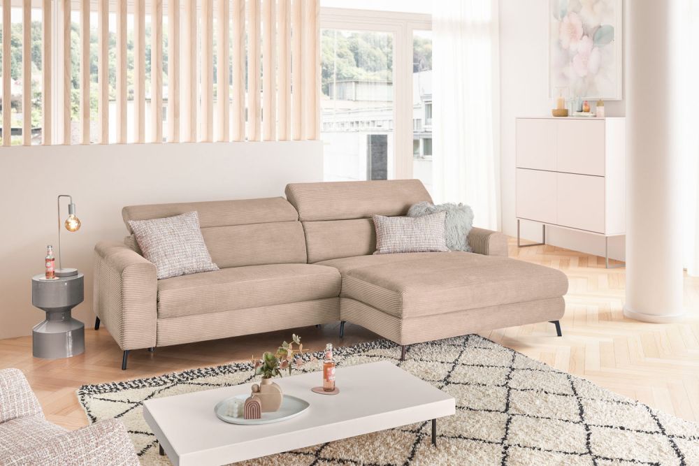 KAWOLA Sofa LAISKA Ecksofa Cord taupe