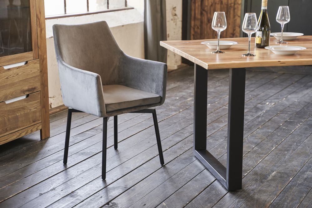 B-Ware KAWOLA Stuhl CALI Esszimmerstuhl velvet grau