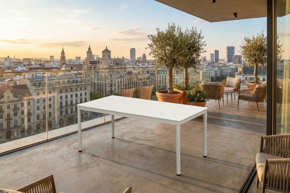 KAWOLA Gartentisch LONGA Outdoor Keramik hellgrau