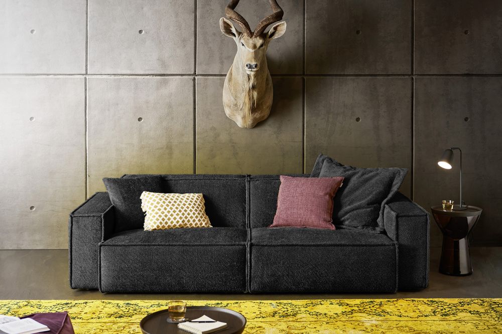 KAWOLA Sofa SAMU Stoff schwarz