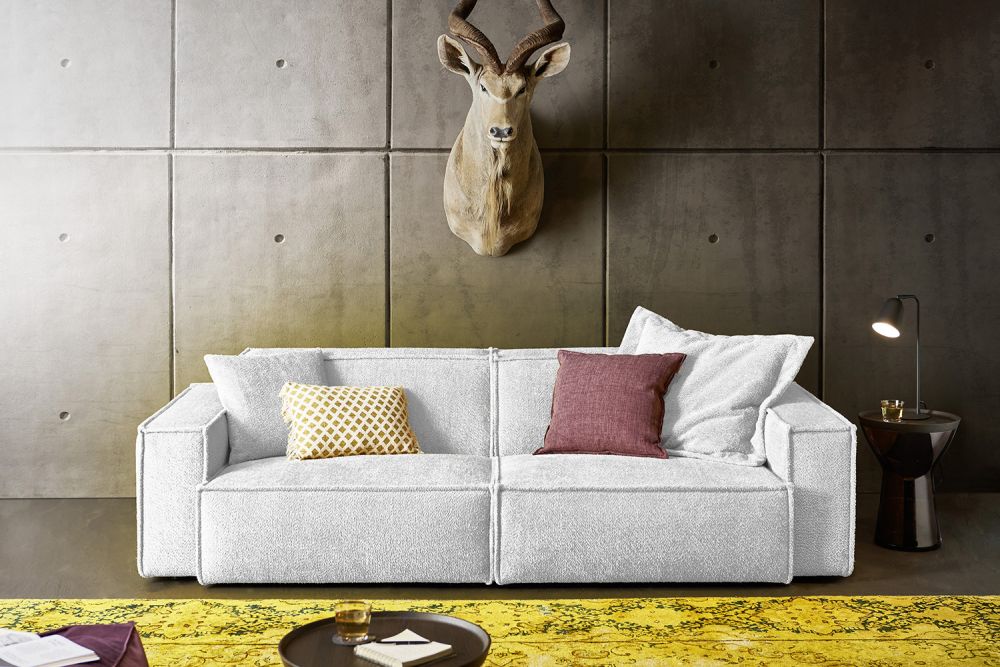 KAWOLA Sofa SAMU Stoff hellgrau