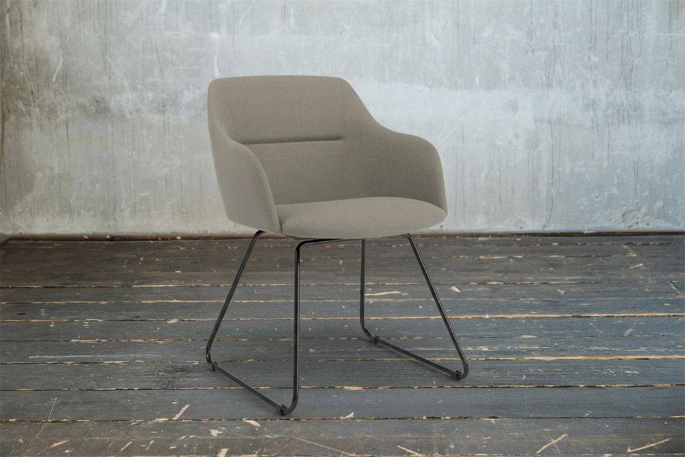 B-Ware KAWOLA Stuhl MALIMA Stoff grau Kufe Metall schwarz