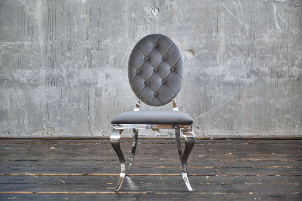 B-Ware KAWOLA Stuhl LINDA Esszimmerstuhl Barock Velvet grau