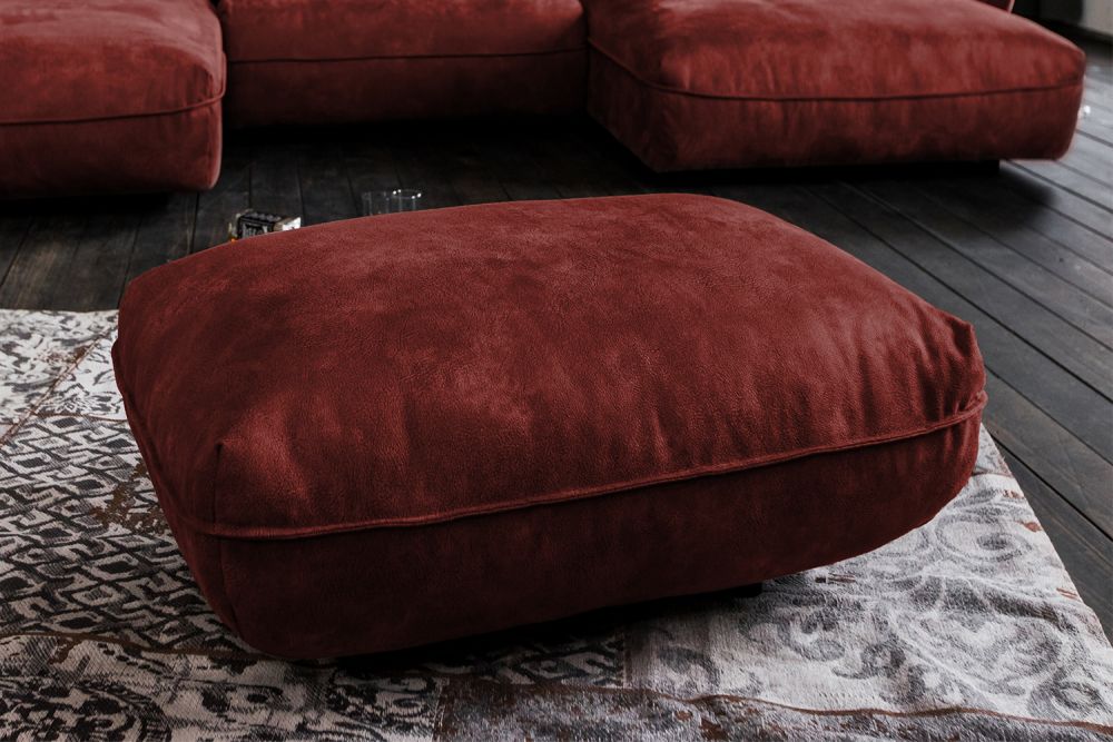 KAWOLA Hocker DAVITO Megahocker Polsterhocker Lederimitat im Vintagelook bordeaux
