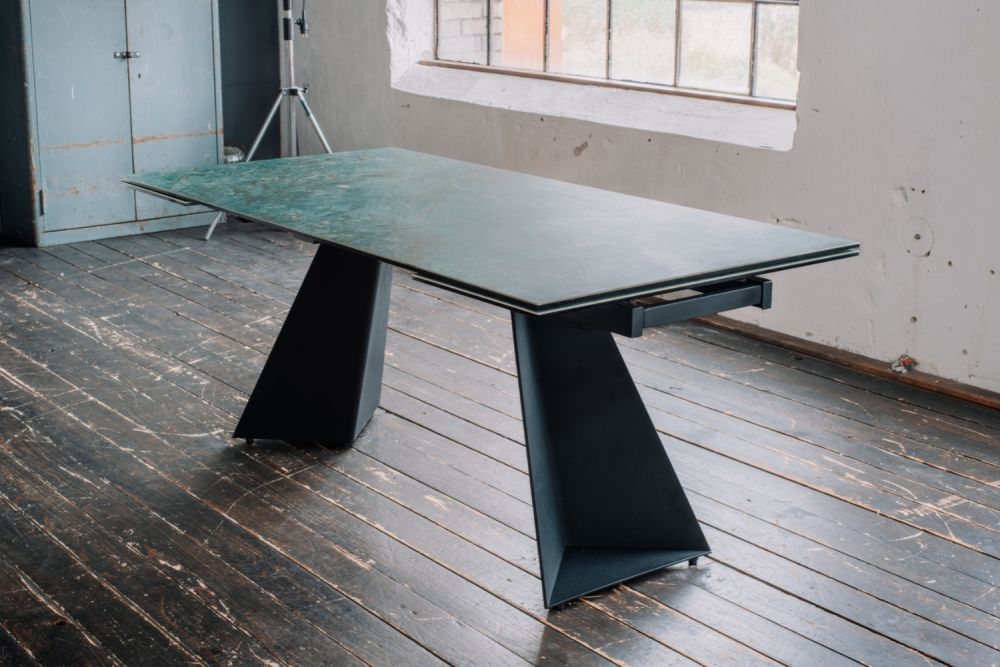B-Ware KAWOLA Ausziehtisch LODI Esstisch Keramik grün 180x90cm