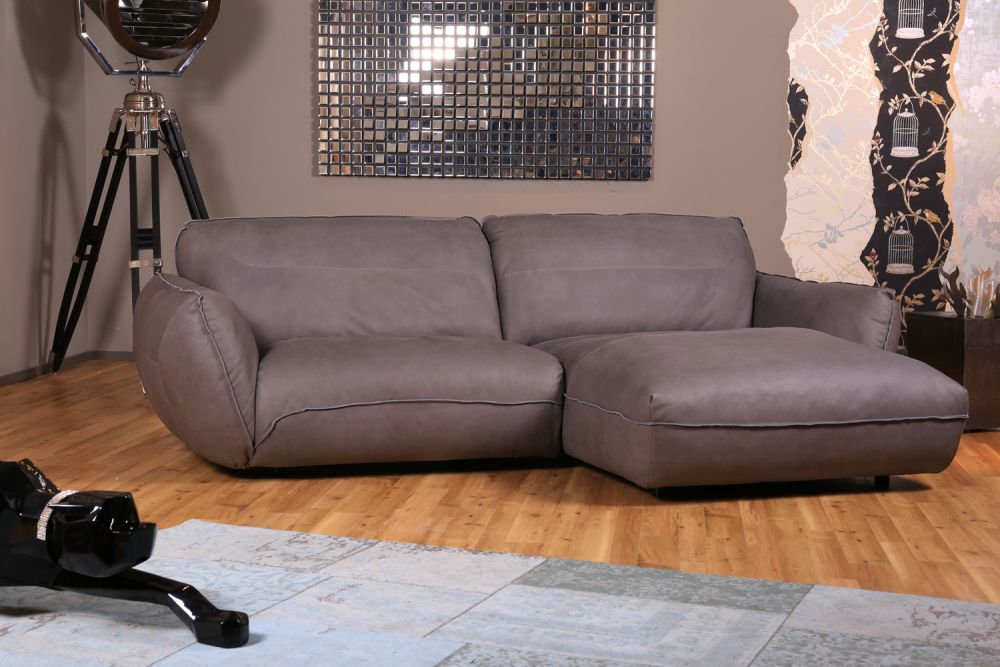 KAWOLA Sofa DAVITO Ecksofa Leder grau