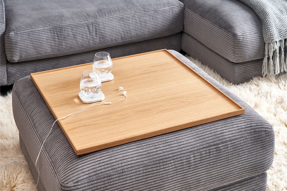 KAWOLA Holztablett MADELINE Eiche natur groß für Hocker