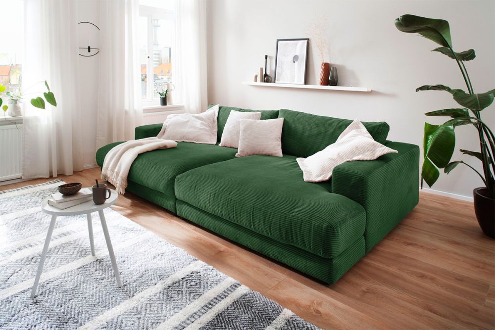 KAWOLA Big Sofa MADELINE Cord smaragd