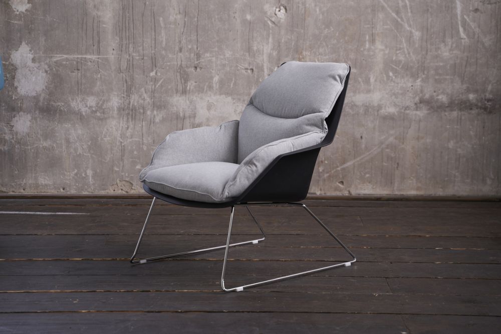 B-Ware KAWOLA Sessel SONNY Relaxsessel Stoff grau mit schwarzer Schale