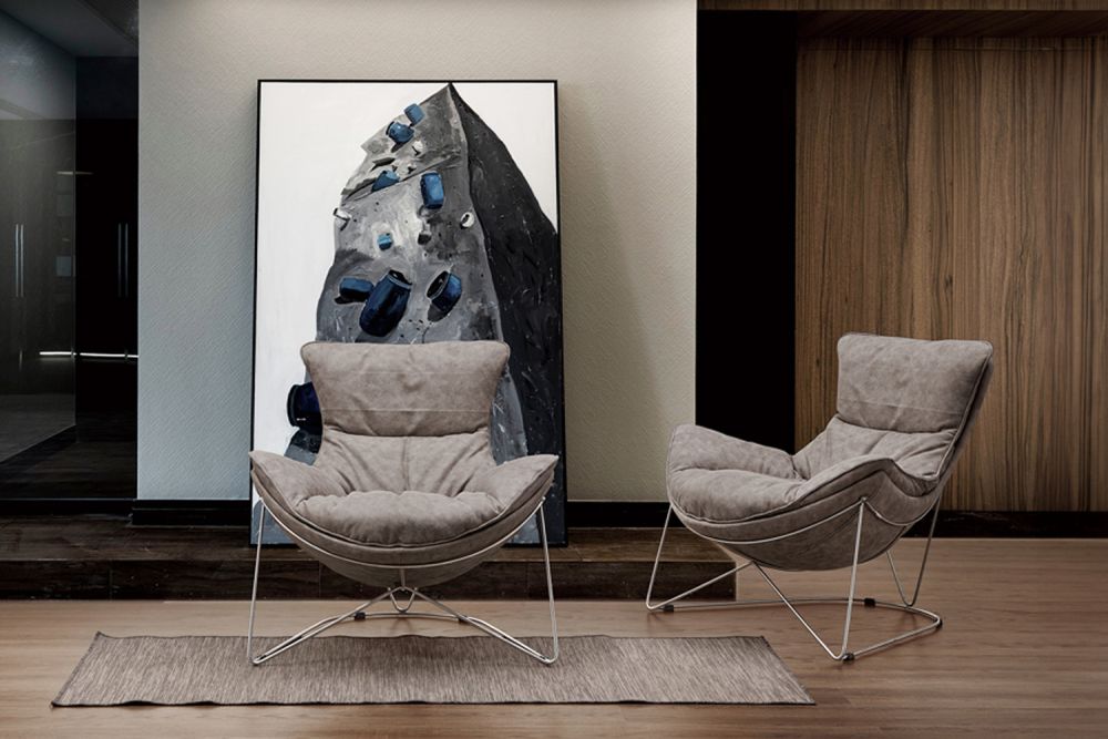 B-Ware KAWOLA Sessel FINA Polstersessel Metallgestell Microfaser beige