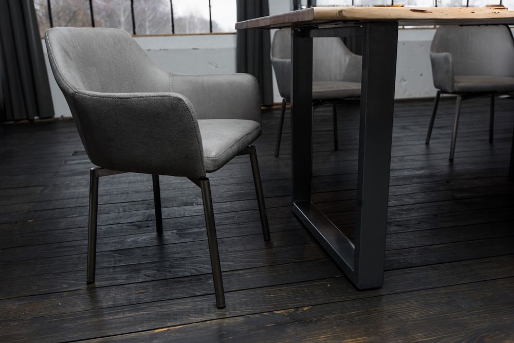 B-Ware KAWOLA Stuhl Loui Sessel drehbar Microfaser Esszimmerstuhl hellgrau