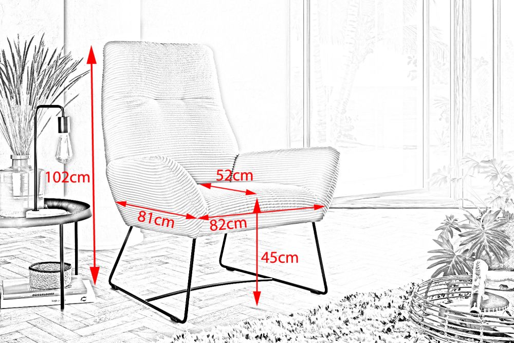 KAWOLA Sessel BISA Cord taupe