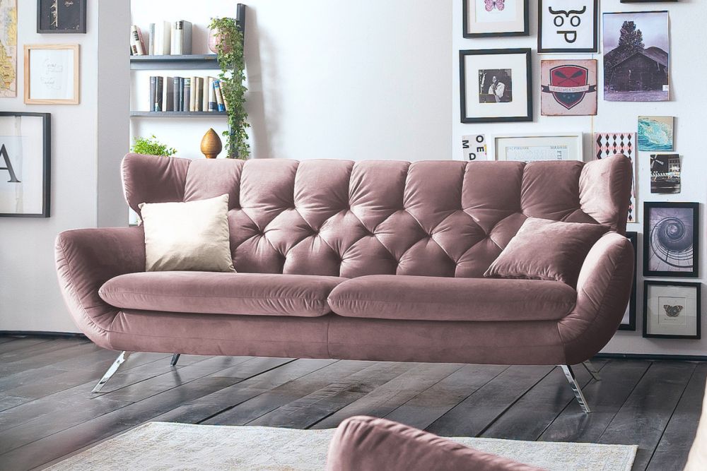 KAWOLA Sofa CHARME Velvet roségrau