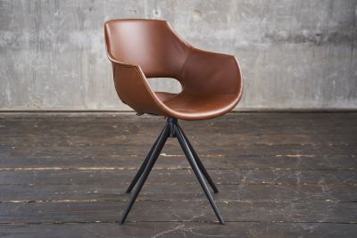 KAWOLA Stuhl ZAJA Esszimmerstuhl Kunstleder drehbar cognac