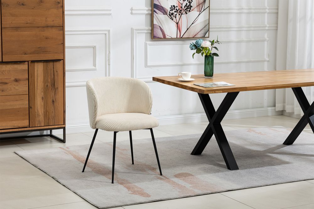 B-Ware KAWOLA Stuhl LENA Esszimmerstuhl Cord cremeweiß