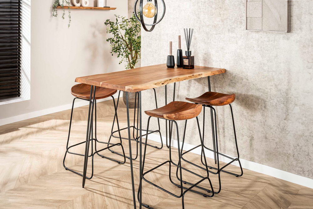 KAWOLA Bartisch ERGEA Stehtisch Baumkante Akazie massiv natur 130x70 cm